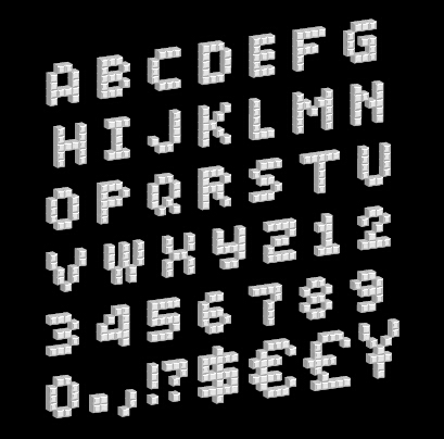 Pixel alphabets with numbers vector 01