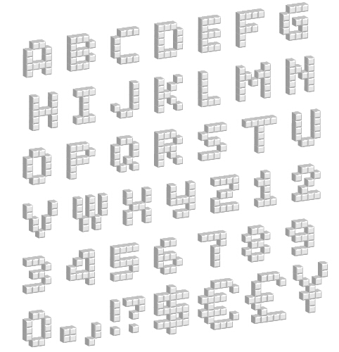 Pixel alphabets with numbers vector 02