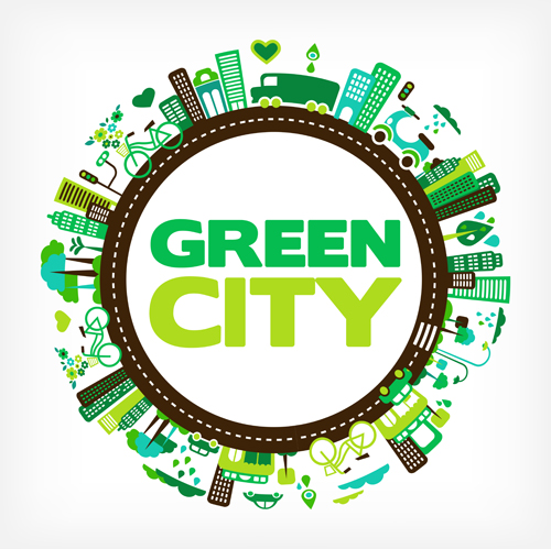 Round city frames vector graphic 02 Round city frames vector graphic 02