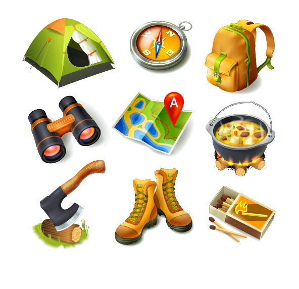 Rralistic camping equipment vector material 02 Rralistic camping equipment vector material 02