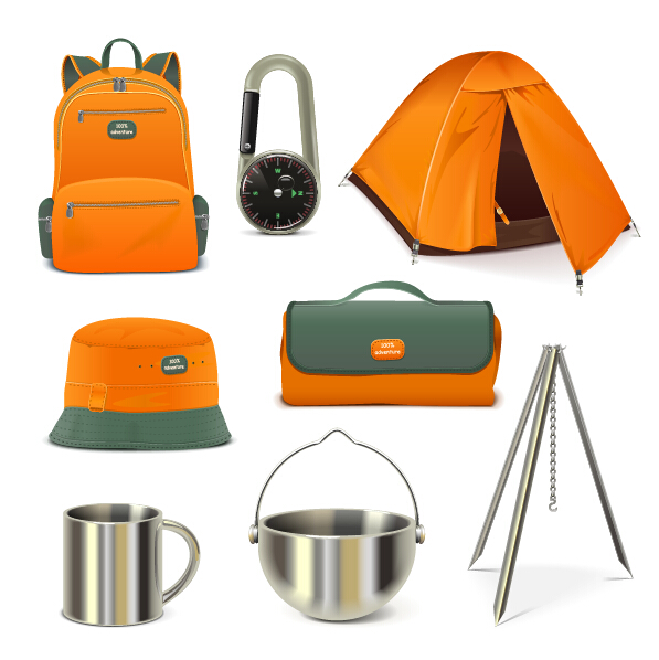 Rralistic camping equipment vector material 03