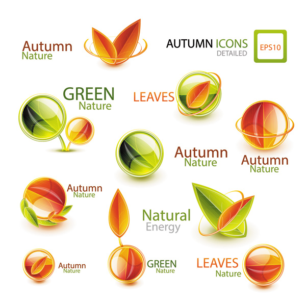 Shiny autumn logos creative design vector Shiny autumn logos creative design vector
