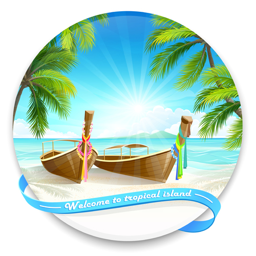 Tropical islands holiday background design vector 05 Tropical islands holiday background design vector 05