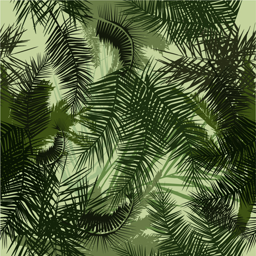 Tropical plant leaves seamless pattern vector 02