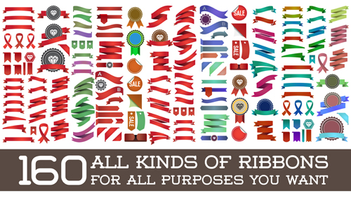 Vector set of colorful ribbons design material 02