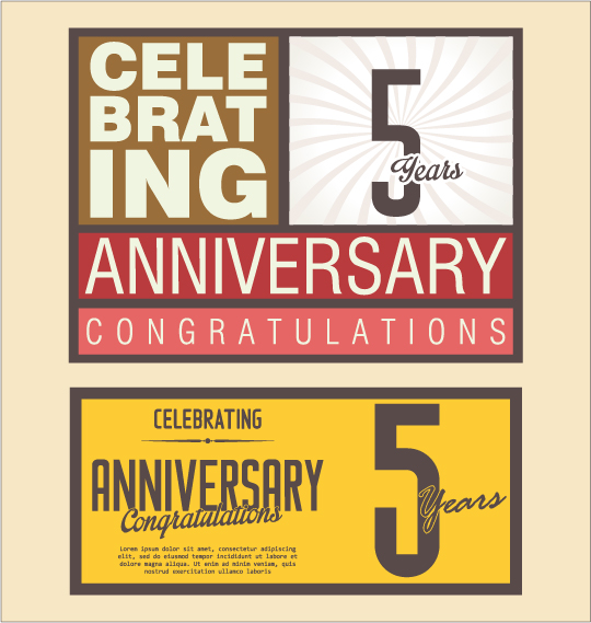 Vintage anniversary cards flat styles vector 01 Vintage anniversary cards flat styles vector 01