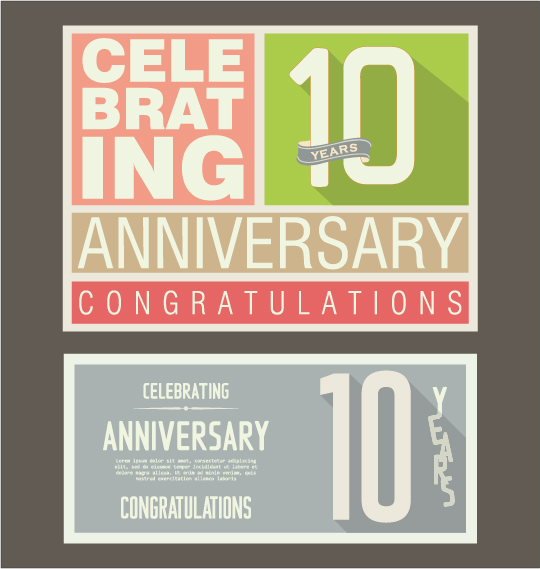 Vintage anniversary cards flat styles vector 02 Vintage anniversary cards flat styles vector 02
