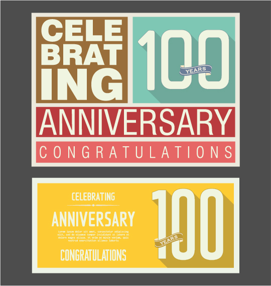 Vintage anniversary cards flat styles vector 03 Vintage anniversary cards flat styles vector 03