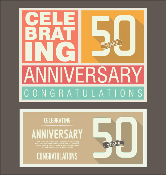 Vintage anniversary cards flat styles vector 07 Vintage anniversary cards flat styles vector 07