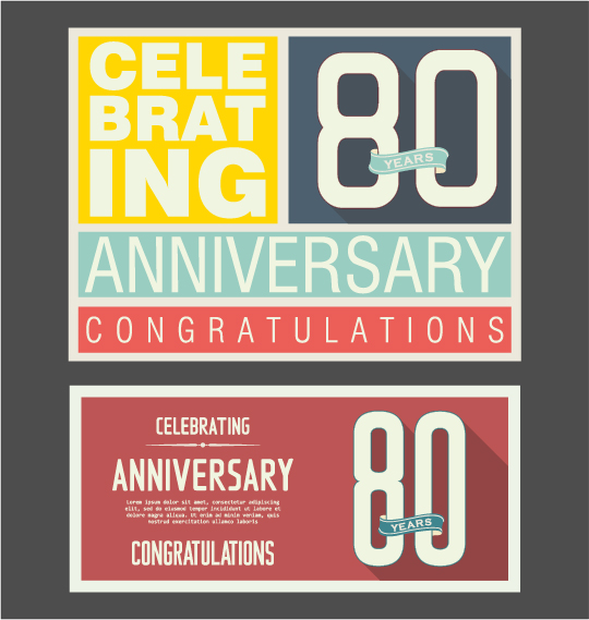 Vintage anniversary cards flat styles vector 08 Vintage anniversary cards flat styles vector 08