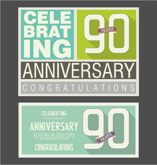 Vintage anniversary cards flat styles vector 09 Vintage anniversary cards flat styles vector 09