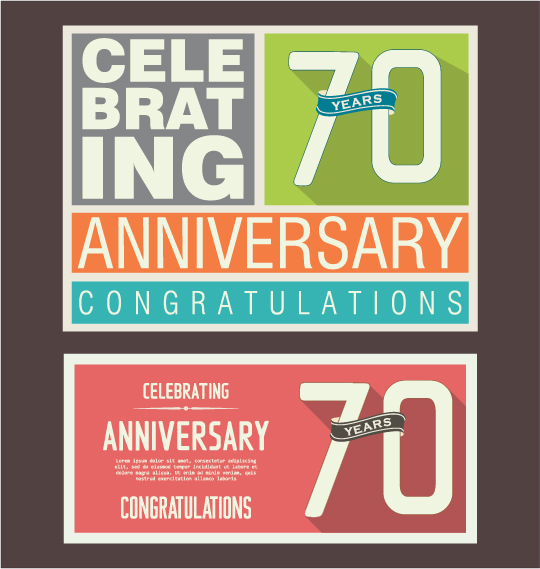 Vintage anniversary cards flat styles vector 11 Vintage anniversary cards flat styles vector 11