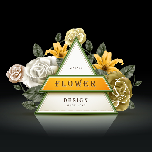 Vintage card with flower vector set 07 Vintage card with flower vector set 07