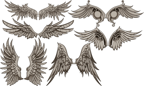 Vintage wings design vector set 01 Vintage wings design vector set 01