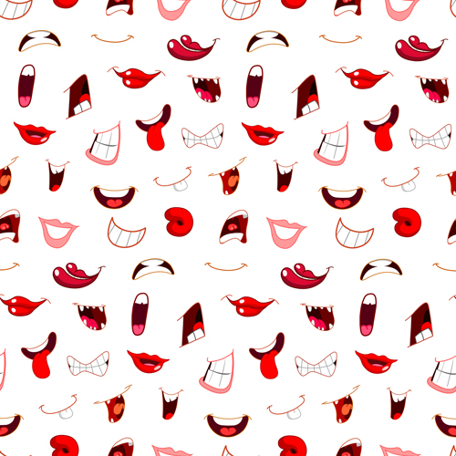 seamless pattern mouths cartoon 