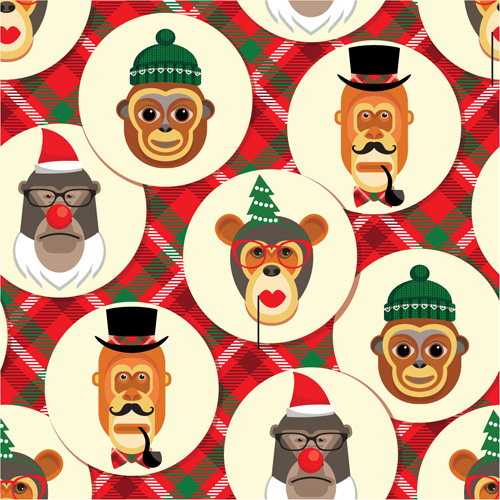 seamless pattern monkey 2016 