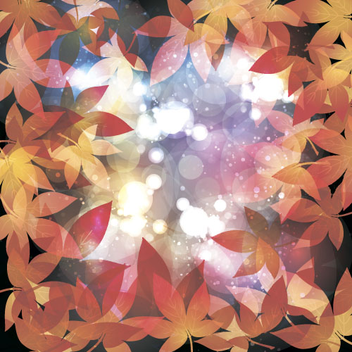 Autumn leaves with blurs vector background 01 Autumn leaves with blurs vector background 01