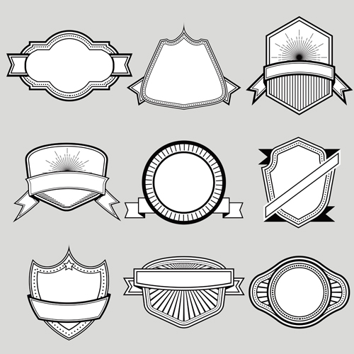 Black with white blank labels vector set 04