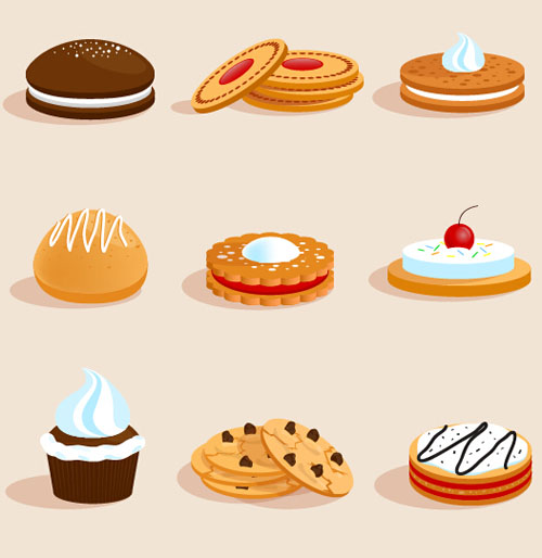 Cake with biscuit vectors Cake with biscuit vectors