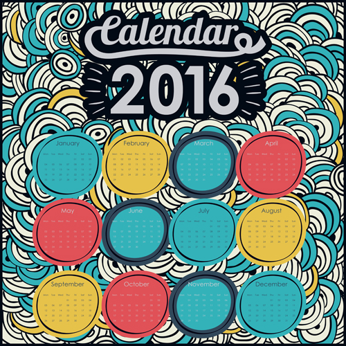 Calendar 2016 with graffiti background vecotr 01 Calendar 2016 with graffiti background vecotr 01