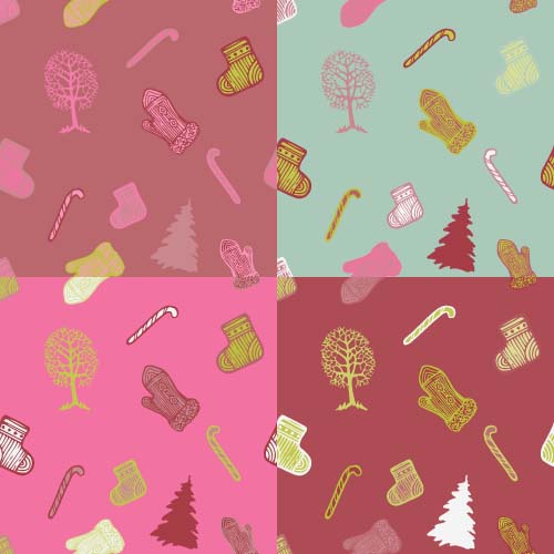 Christmas baubles vector seamless pattern 03