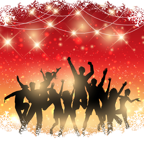 Christmas party background with people silhouetter vector 01 Christmas party background with people silhouetter vector 01