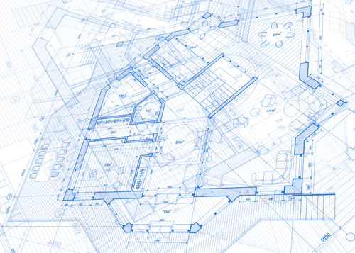 Creative architecture blueprint design vector 01 Creative architecture blueprint design vector 01