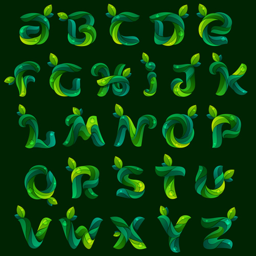 leaves green fonts dark 