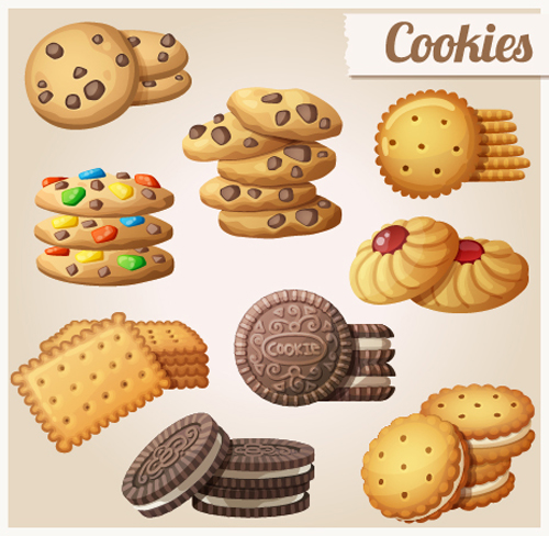 Delicious cookies vectors design 01 Delicious cookies vectors design 01