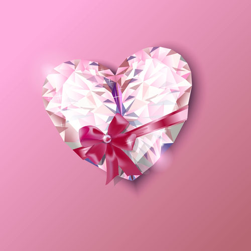 valentines heart diamond day card bow 