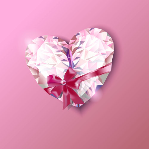 Diamond heart with bow valentines day card