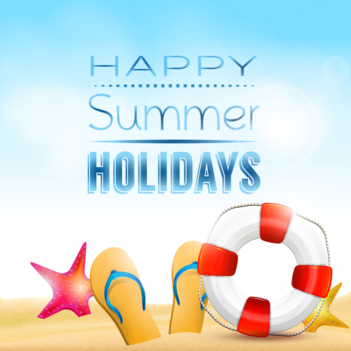 Happy summer holidays elements vector background 04 Happy summer holidays elements vector background 04