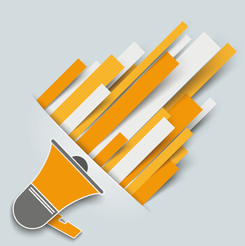 Megaphone with paper tapes background vector Megaphone with paper tapes background vector