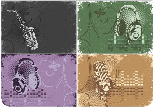 Music retro styles vector material Music retro styles vector material