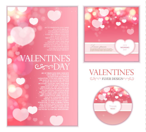 Pink valentines day card kit vector 01 Pink valentines day card kit vector 01