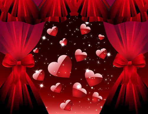 red heart curtain 