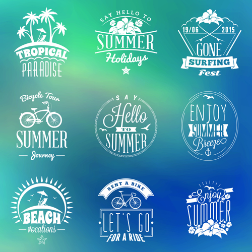 Summer holidays logos creative vector material 01 Summer holidays logos creative vector material 01