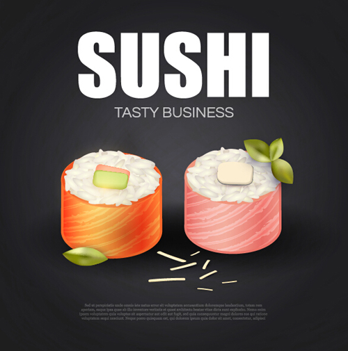 Sushi roll poster vintage vector 14 Sushi roll poster vintage vector 14
