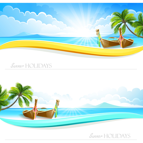 Tropical islands holiday background design vector 01 Tropical islands holiday background design vector 01