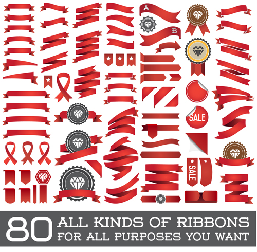 Vector set of colorful ribbons design material 01 Vector set of colorful ribbons design material 01