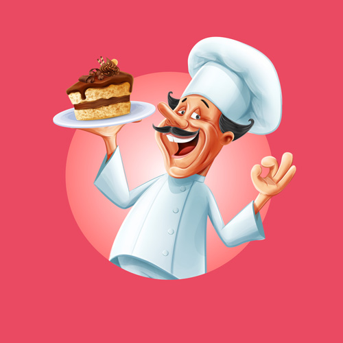 Vintage cake poster with chef vector 01 Vintage cake poster with chef vector 01