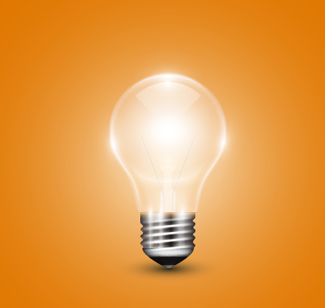 Yellow background with light bulb vector