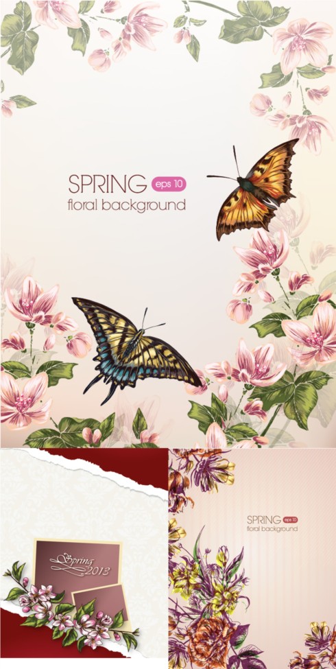 spring romantic floral butterflies 
