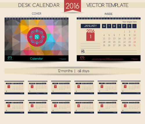2016 New year desk calendar vector material 110 2016 New year desk calendar vector material 110
