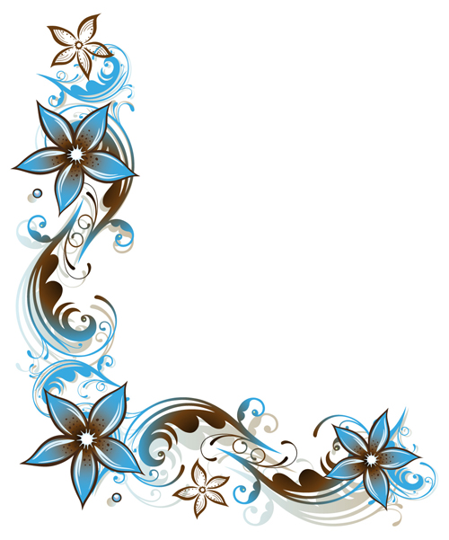 Blue floral decor vector illustration 01 Blue floral decor vector illustration 01