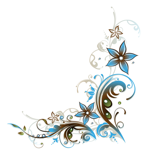 Blue floral decor vector illustration 02 Blue floral decor vector illustration 02