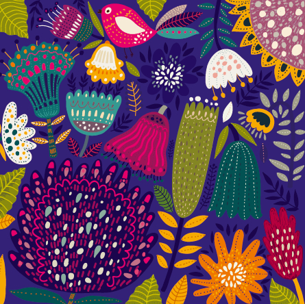 Cartoon spring tropical pattern background 01 Cartoon spring tropical pattern background 01