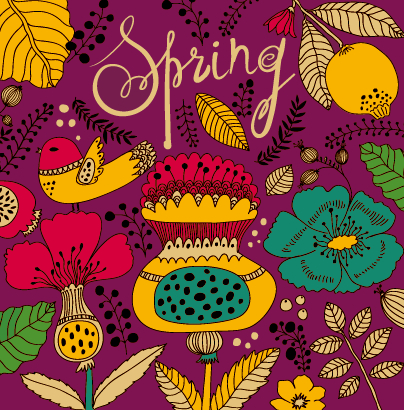 Cartoon spring tropical pattern background 03 Cartoon spring tropical pattern background 03