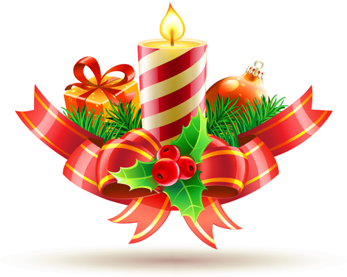 Christmas candle with baubles vectors 03 Christmas candle with baubles vectors 03