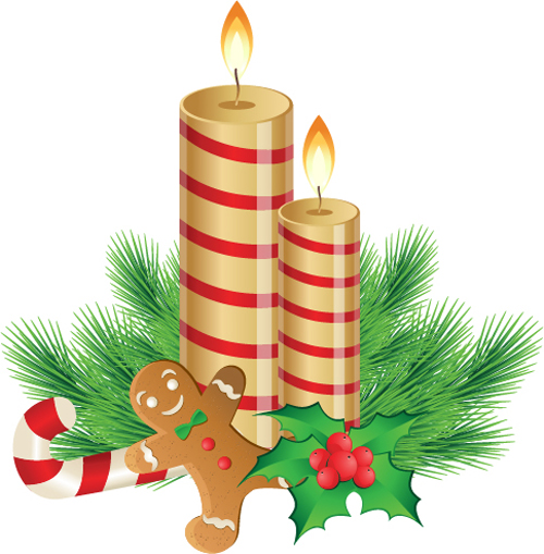 Christmas candle with baubles vectors 04 Christmas candle with baubles vectors 04
